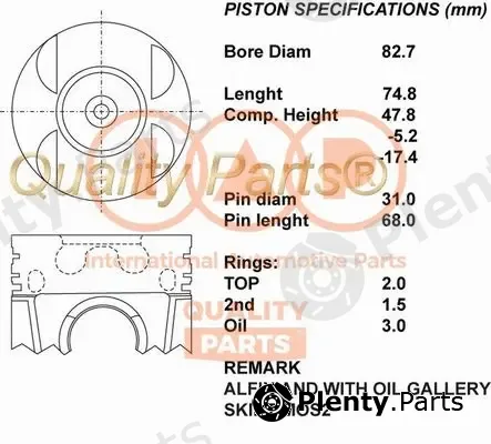 Iap Quality Parts 100-17093 — Piston