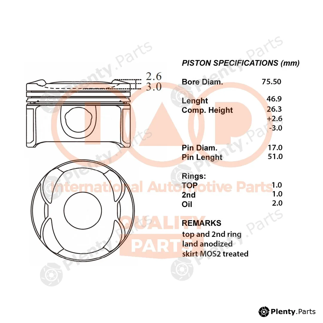 Iap Quality Parts 100-52021 — Piston