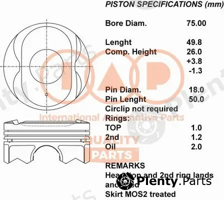 Iap Quality Parts 100-12120 — Piston