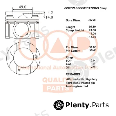 Iap Quality Parts 100-15041 — Piston