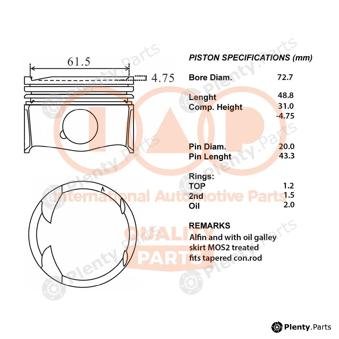 Iap Quality Parts 100-29021 — Piston