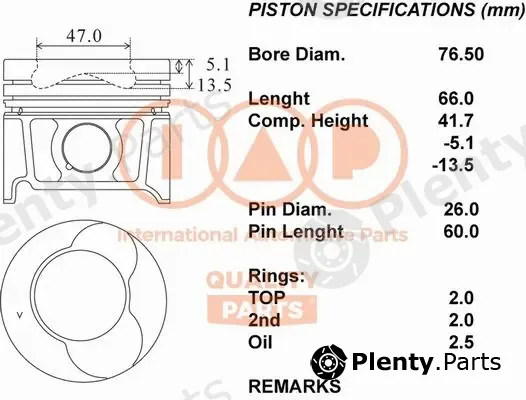 Iap Quality Parts 100-29051 — Piston