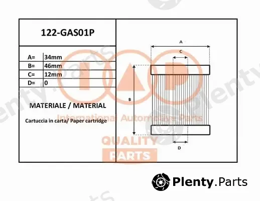 Iap Quality Parts 122-GAS01P — Fuel Filter