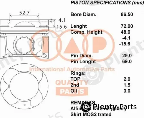Iap Quality Parts 100-17203 — Piston