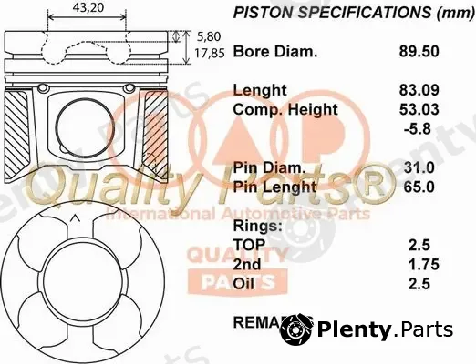 Iap Quality Parts 100-13169 — Piston