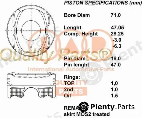 Iap Quality Parts 100-17008 — Piston