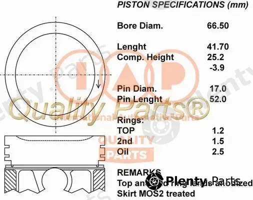 Iap Quality Parts 100-00110 — Piston