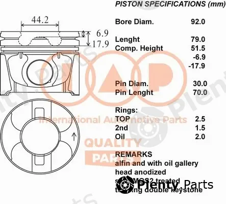 Iap Quality Parts 100-10054 — Piston