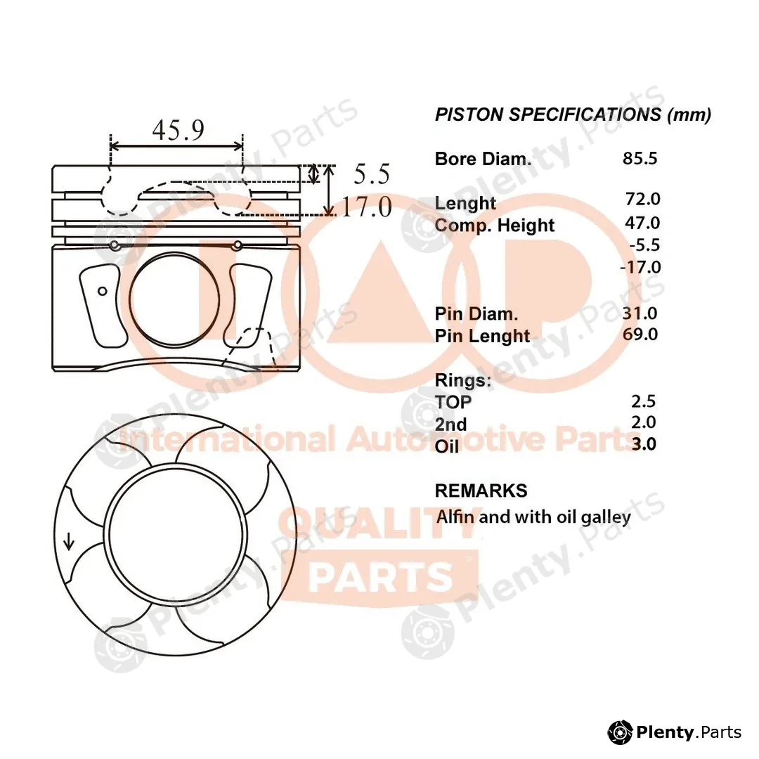 Iap Quality Parts 100-22033 — Piston