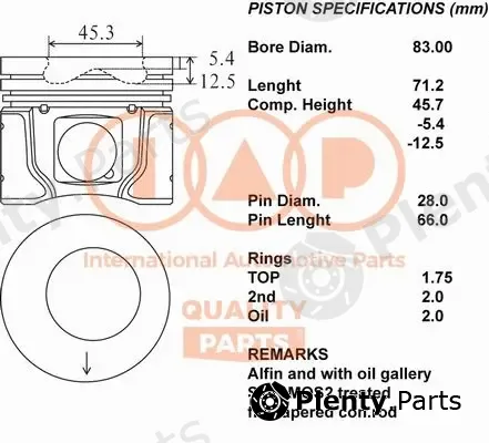 Iap Quality Parts 100-04061 — Piston