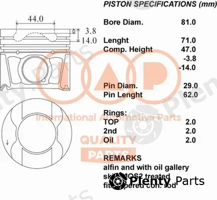 Iap Quality Parts 100-14080 — Piston
