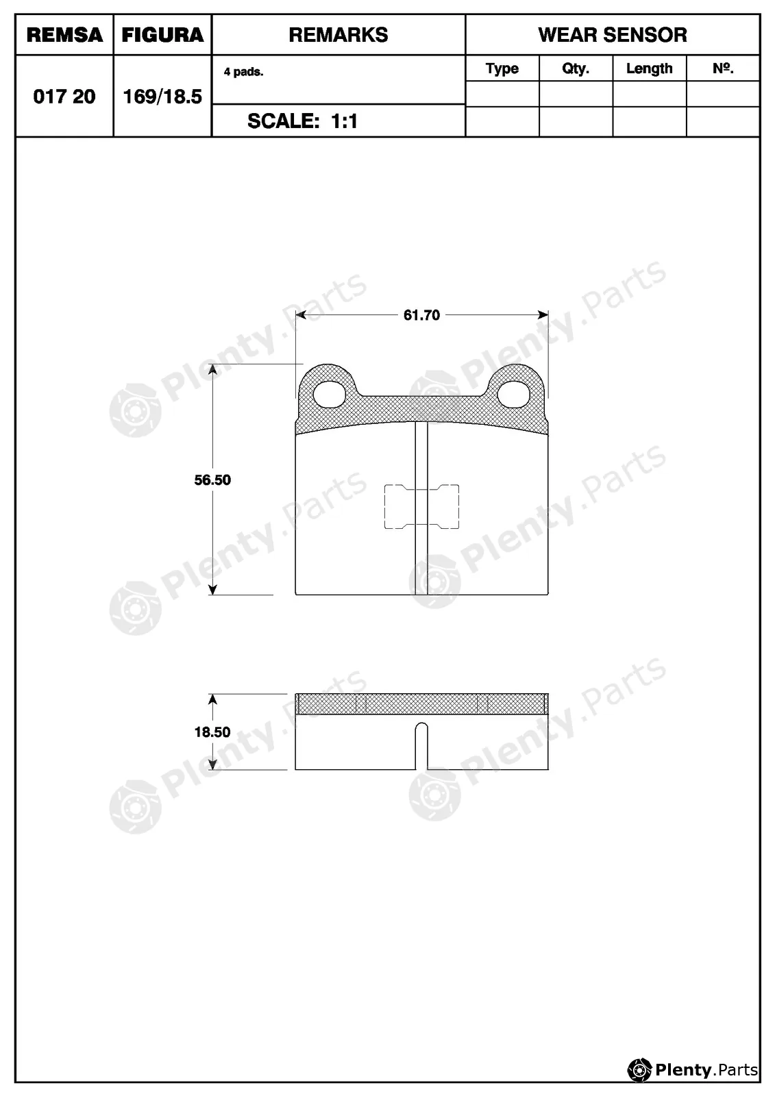 Flexible Drive 001720 — Brake Pad Set, disc brake