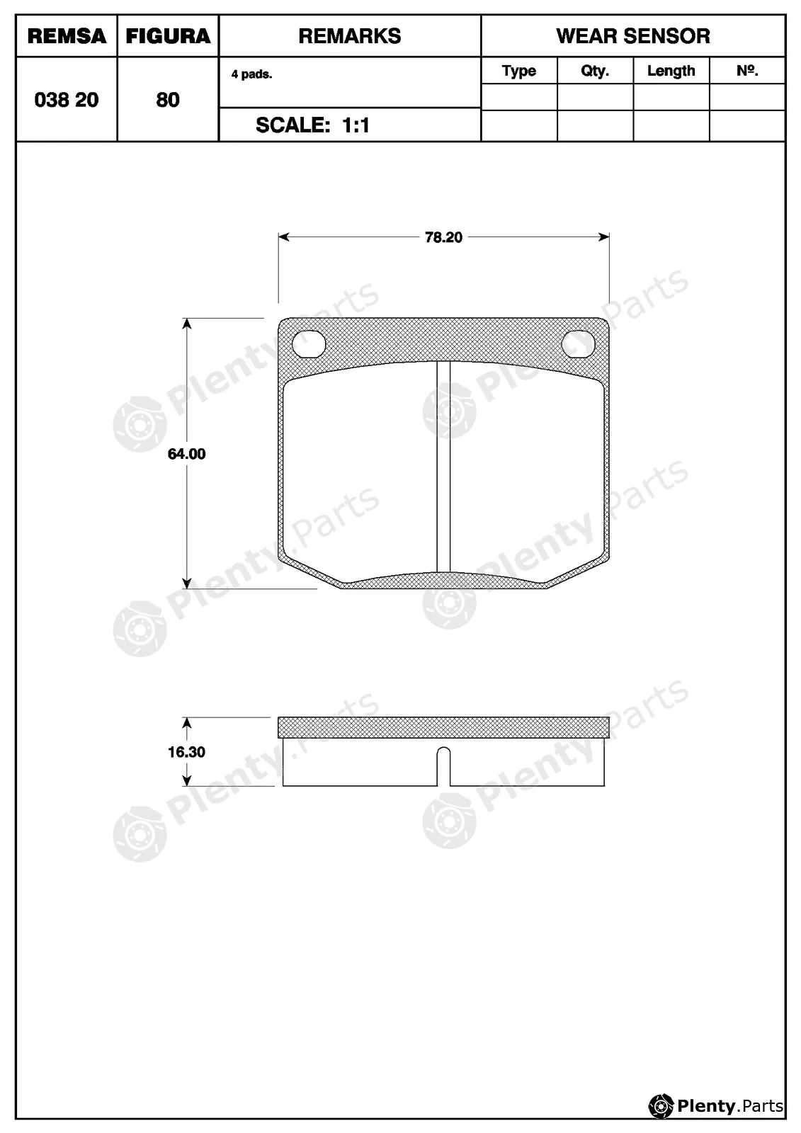 Flexible Drive 003820 — Brake Pad Set, disc brake