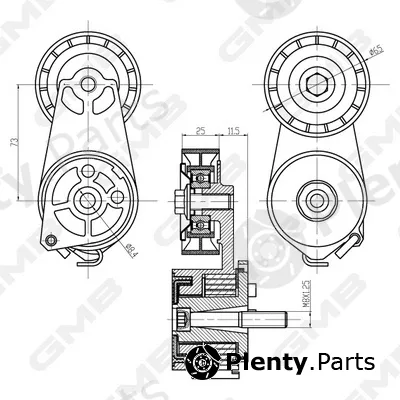 GMB GAT20640 — Belt Tensioner, V-ribbed belt