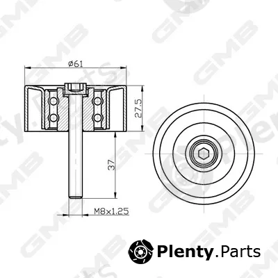 GMB GTC0220 — Deflection/Guide Pulley, timing belt