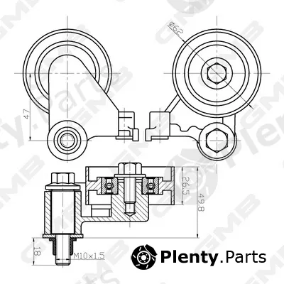 GMB GTC1040 — Deflection/Guide Pulley, timing belt