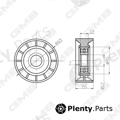 GMB GTC0990 — Deflection/Guide Pulley, timing belt