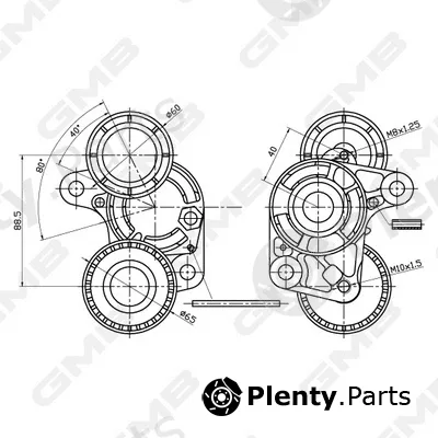 GMB GAT20700 — Belt Tensioner, V-ribbed belt