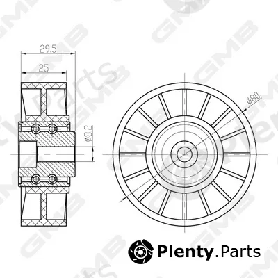 GMB GTC0560 — Deflection/Guide Pulley, timing belt