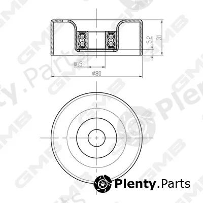 GMB GTC0460 — Deflection/Guide Pulley, timing belt