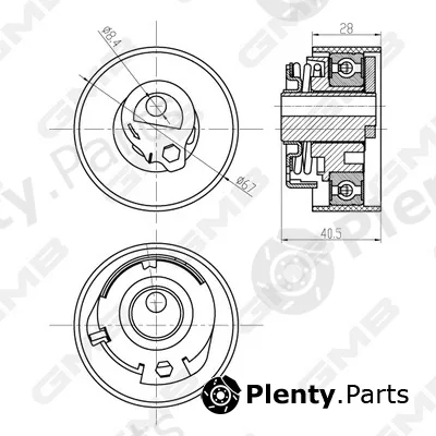 GMB GTB1280 — Tensioner Pulley, timing belt