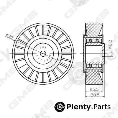 GMB GTC0800 — Deflection/Guide Pulley, timing belt