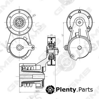 GMB GAT20650 — Belt Tensioner, V-ribbed belt