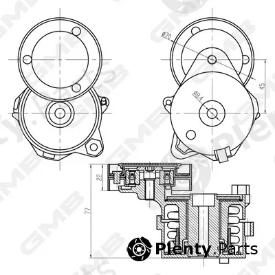 GMB GAT32890 — Belt Tensioner, V-ribbed belt