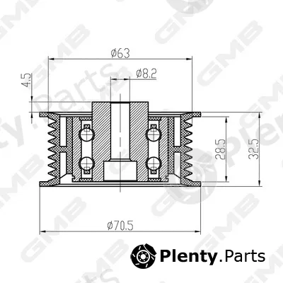 GMB GTC0530 — Deflection/Guide Pulley, timing belt