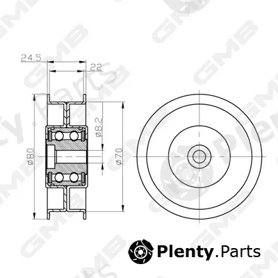 GMB GTC0430 — Deflection/Guide Pulley, timing belt