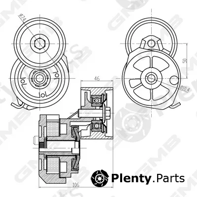 GMB GAT20670 — Belt Tensioner, V-ribbed belt