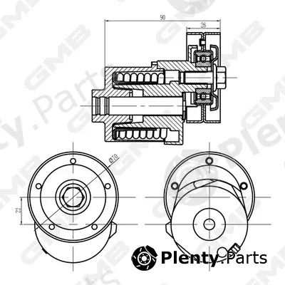 GMB GAT33230 — Belt Tensioner, V-ribbed belt