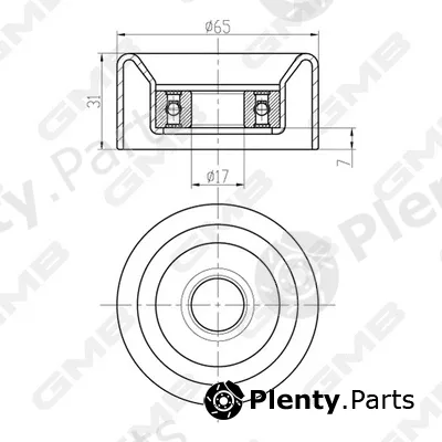 GMB GTC1480 — Deflection/Guide Pulley, timing belt