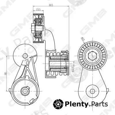 GMB GAT21370 — Belt Tensioner, V-ribbed belt