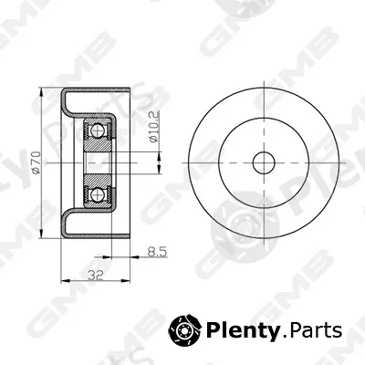 GMB GTC0410 — Deflection/Guide Pulley, timing belt
