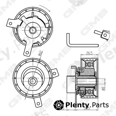 GMB GTB0860 — Tensioner Pulley, timing belt