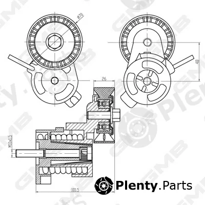 GMB GAT21490 — Belt Tensioner, V-ribbed belt