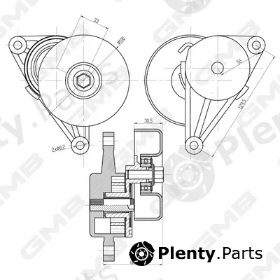 GMB GAT30510 — Belt Tensioner, V-ribbed belt
