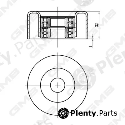GMB GTC0900 — Deflection/Guide Pulley, timing belt