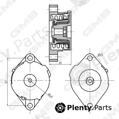 GMB GAT21840 — Belt Tensioner, V-ribbed belt