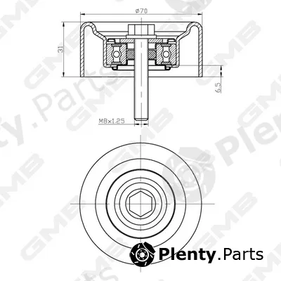 GMB GTC0890 — Deflection/Guide Pulley, timing belt
