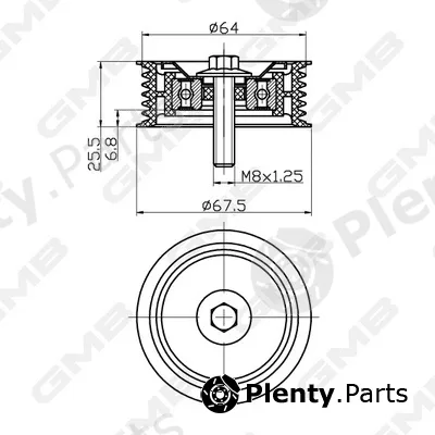 GMB GTC1270 — Deflection/Guide Pulley, timing belt