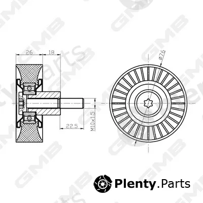 GMB GTC0440 — Deflection/Guide Pulley, timing belt