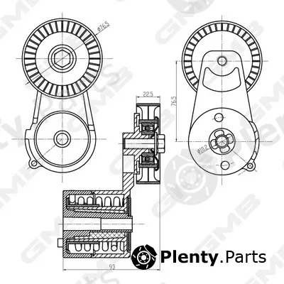 GMB GAT20990 — Belt Tensioner, V-ribbed belt