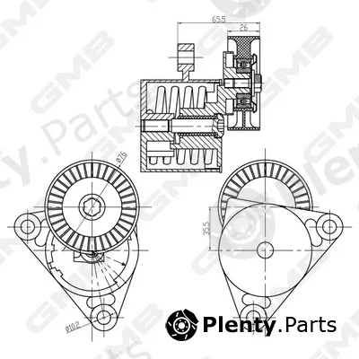 GMB GAT10090 — Belt Tensioner, V-ribbed belt