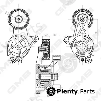 GMB GAT21270 — Belt Tensioner, V-ribbed belt