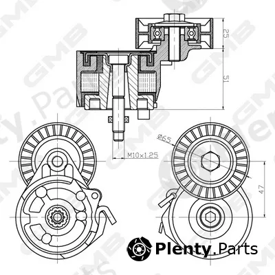GMB GAT32330 — Belt Tensioner, V-ribbed belt