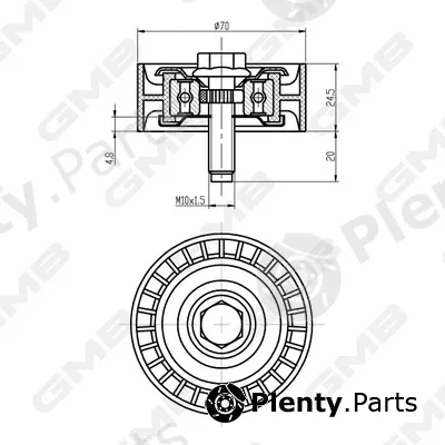 GMB GTA0920 — Deflection/Guide Pulley, V-ribbed belt