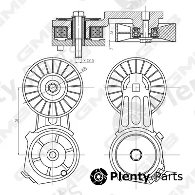 GMB GAT30200 — Belt Tensioner, V-ribbed belt