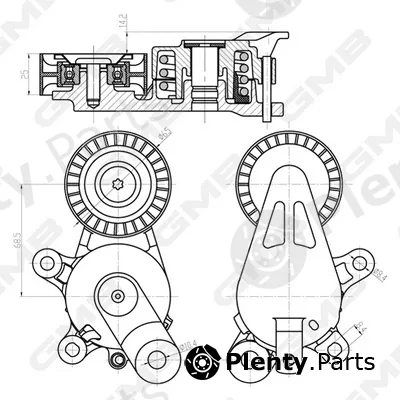 GMB GAT20920 — Belt Tensioner, V-ribbed belt